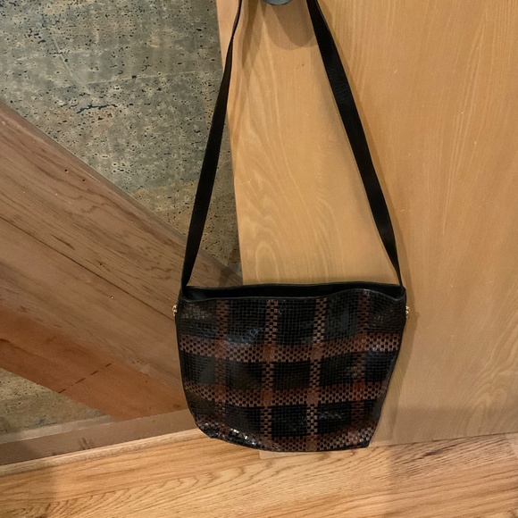 Vintage CEM Leather Woven Shoulder Bag in Brown and Bronze Pattern - Picture 4 of 6